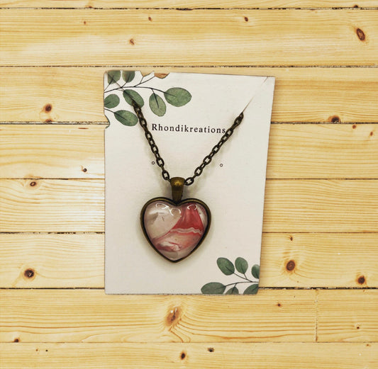 Hand Painted Heart Pendant with necklace