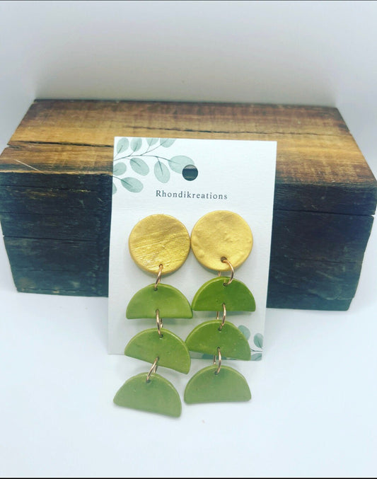 Green and Gold Clay Earring